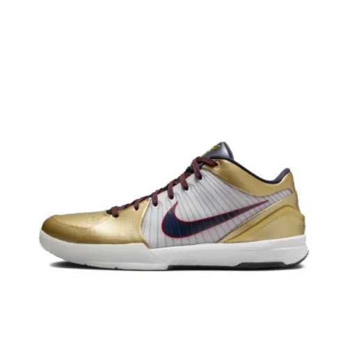 Nike Zoom Kobe 4 Баскетбольные кроссовки Низкие Топ Белый Черный Золото Унисекс