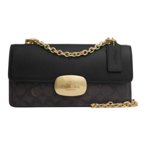 COACH Eliza Холст с покрытием и гладкая кожа Сумка через плечо Средняя Женская Ореховый Черный