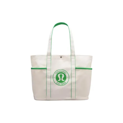 lululemon Хлопок Canvas Сумка Tote Сумка Сумка для покупок Сумка через плечо Сумка обычная унисекс зеленая