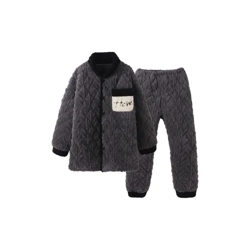 Чун Си 19758 Мужской Каменный Коричневый Температура Замок Утепленный Мужской Пижамный Комплект