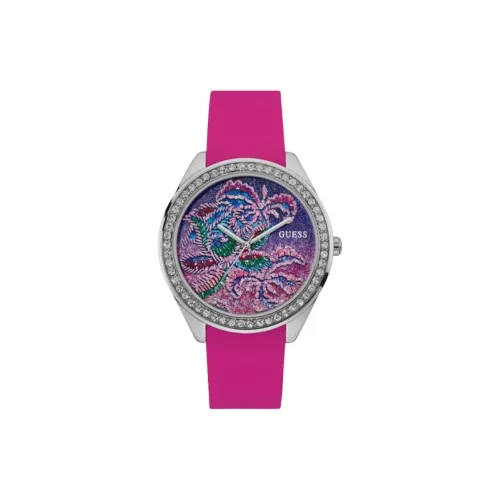 GUESS Наручные часы Кварцевый механизм Силиконовый ремешок 44 мм Фиолетовый циферблат Женские часы