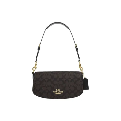 COACH Andrea PVC с кожаными вставками Сумка через плечо сумка среднего размера Женская цвет ореховый и черный