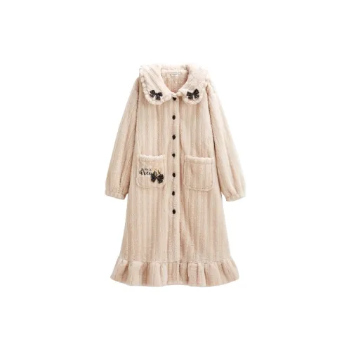 Q'NIANMA Сливочный женский халат для ванной