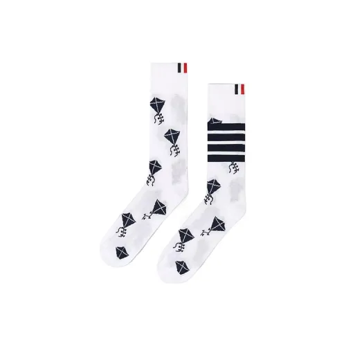 THOM BROWNE 1 Pack White Men's Mid Shin Socks THOM BROWNE 1 Пачка Белые Мужские Носки до икры Mid