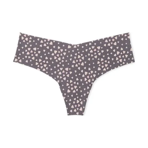 Victoria's Secret No Show No Show Стринг Panty Tornado GREY Hearts Нижнее белье Женские 1 шт Серый