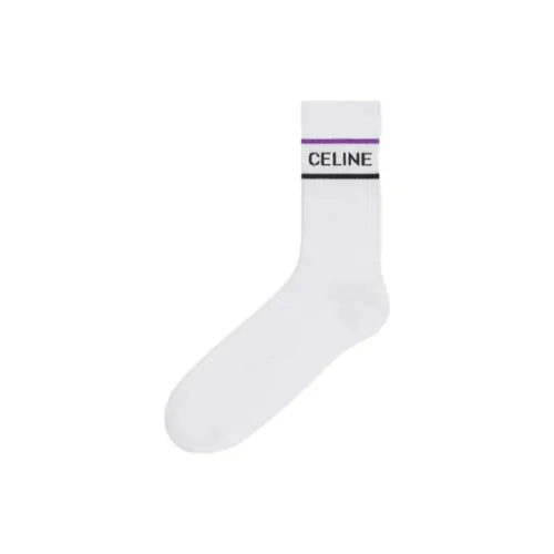 CELINE 1 Pack White Men's Knee-High Socks CELINE 1 Пачка Белые Мужские Носки до колена