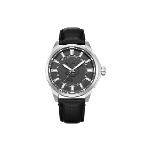 Police Men's Watches Кварцевый механизм Кожаный ремешок 46 мм Черный циферблат