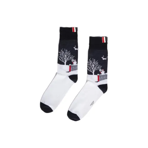 THOM BROWNE 1 Пачка Черный, Белый, Синий Мужской MID Носки до икры