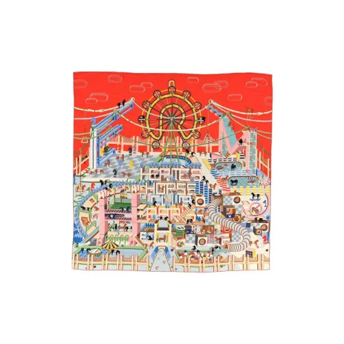 HERMES Кашемир Палантины Женские Оранжевый