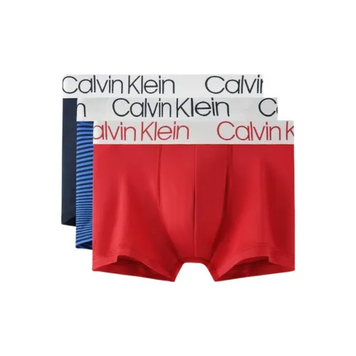Calvin Klein 3 упаковки: черные + синие полосы + красные мужские боксеры