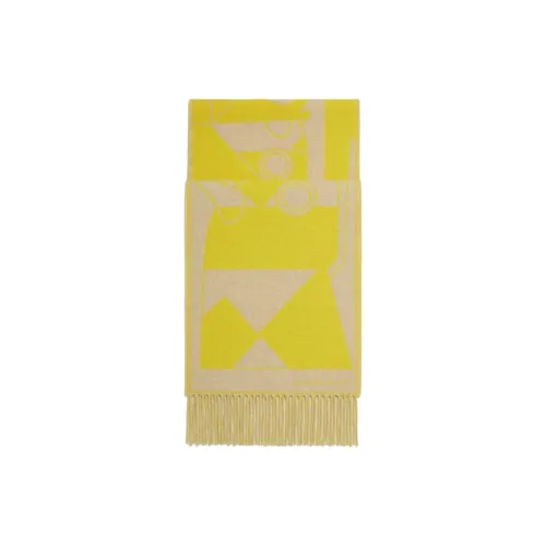 HERMES Кашемир Вязаные Шарфы Унисекс Смешанный Бежевый Конфетный Желтый