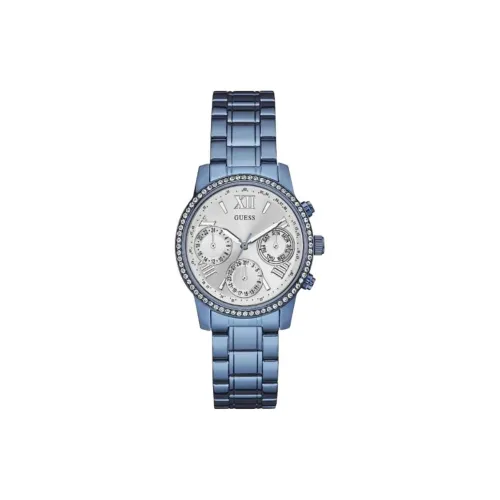 GUESS Женские часы Кварцевый механизм Ремешок из нержавеющей стали 37 мм Серебристый циферблат