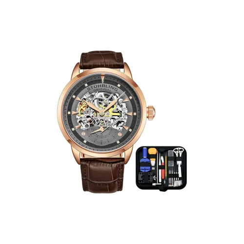 STUHRLING Автоматический механический механизм Мужские часы 44 мм Кофе