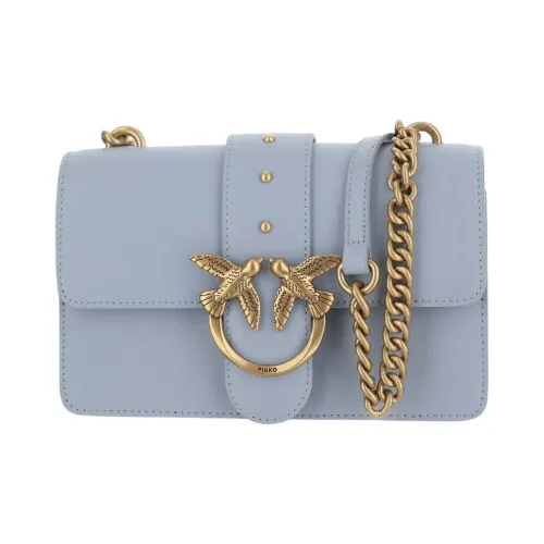 PINKO Love Series Телячья кожа Сумка через плечо Сумка на плечо Мини Женская Светло-синяя