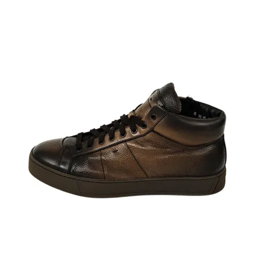 Santoni Скейтборд Кроссовки Высокие Темно-Коричневые Мужские