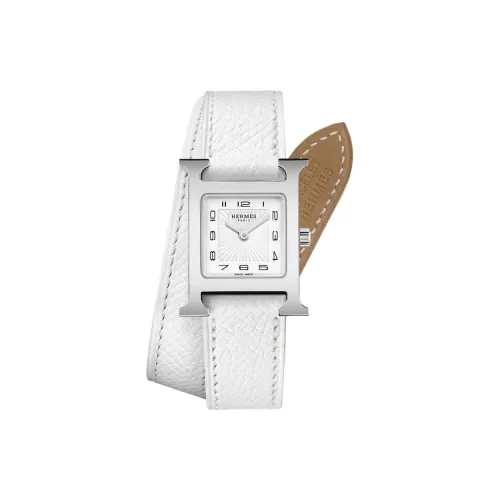 HERMES Heure H Collection Наручные часы Кварцевый механизм Кожаный ремешок 25*21 мм Белый циферблат Женские часы