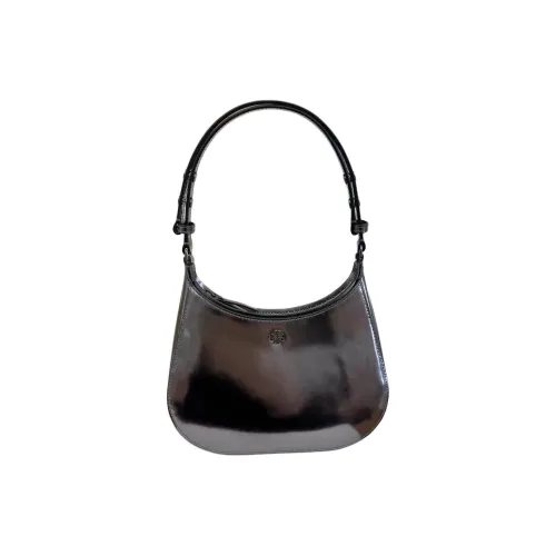 TORY BURCH Emerson Коровья кожа Сумка через плечо Маленькая Женская Серебряный Серый