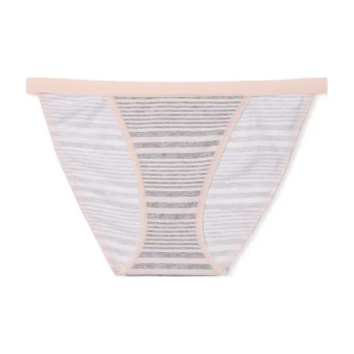 Victoria's Secret Эластичный хлопок STRING Бикини Panty Розовый GREY Полосы Нижнее белье Женские 1 шт Серо-розовый