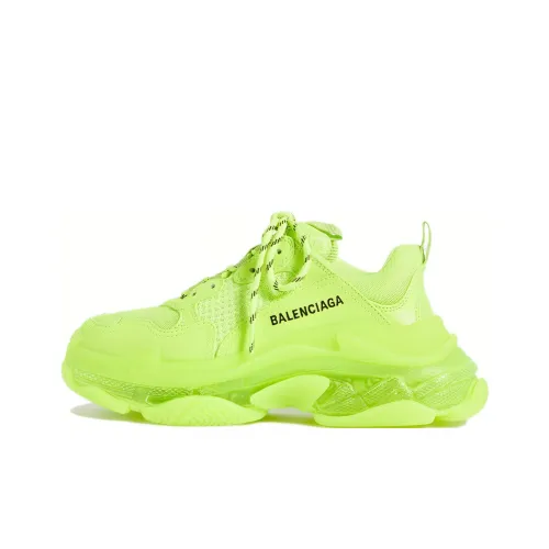 Balenciaga Triple S Low Топ Толстоподошвенные кроссовки Женские Неоновый зеленый