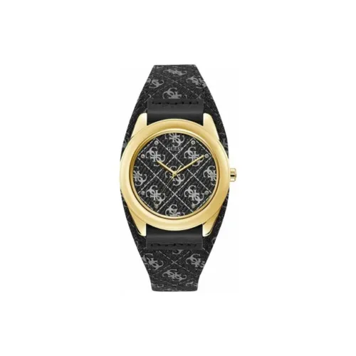 GUESS Наручные часы Кварцевый механизм Кожаный ремешок 40 мм Черный циферблат Женские часы