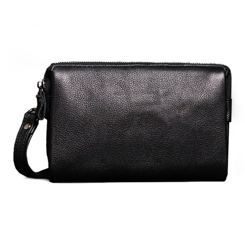 DOSRFINI Клатч из крупнозернистой текстуры коровьей кожи мужской черный