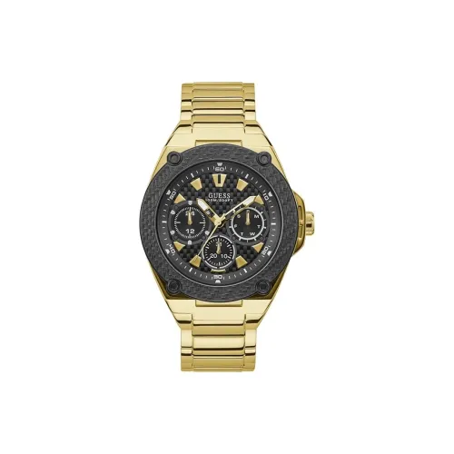 GUESS Мужские часы Кварцевый механизм Ремешок из нержавеющей стали 40 мм Черный циферблат