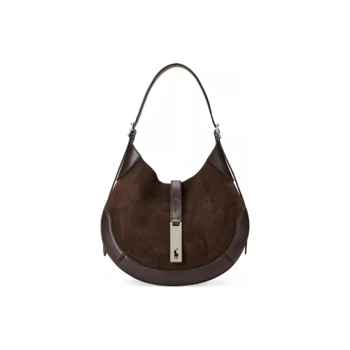 Polo Ralph Lauren Polo ID Нубук Сумка на плечо Маленькая Женская Шоколад