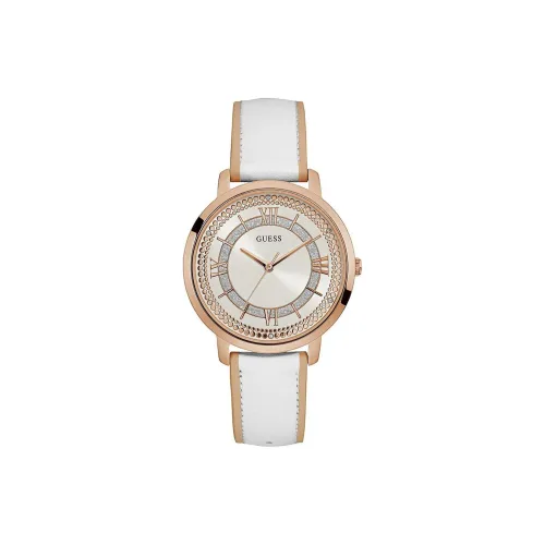 GUESS Women's Watch Кварцевый механизм Коровья кожа Ремешок 40 мм Серебристый циферблат