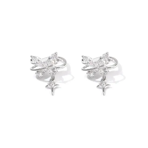 Shang Qianyi Циркон Сплав Нижняя Заколка On Серьги Женские