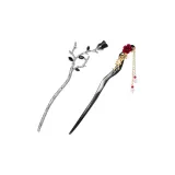 [2 шт] Красный Розовый Бахрома + Цветущая слива Серебряный