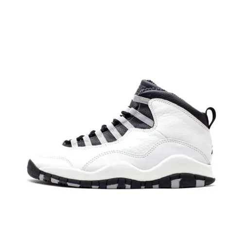 Jordan Air Jordan 10 Винтажные баскетбольные кроссовки Высокий верх Белый Черный Мужской