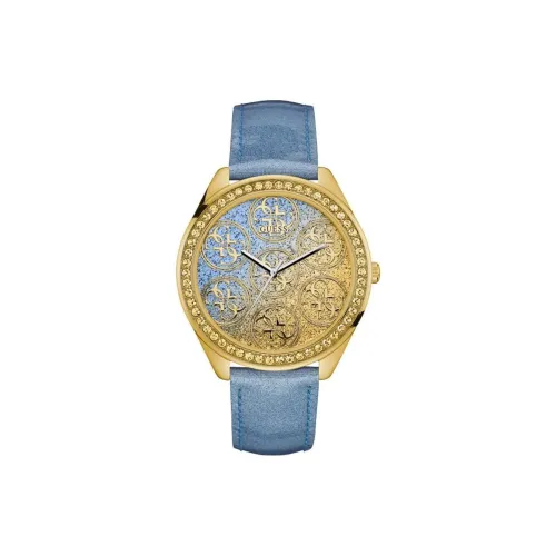 GUESS Наручные часы Автоматический Механический Механизм Кожаный ремешок 44,5 мм Желтый циферблат Женские часы