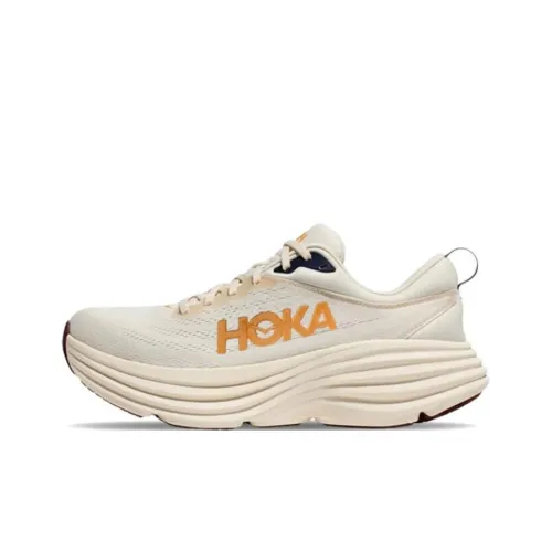 HOKA ONE ONE Bondi 8 Устойчивый к истиранию Низкий Топ Повседневные Городские Кроссовки для Коммуникативных Беговых Кроссовки Мужские Экрю