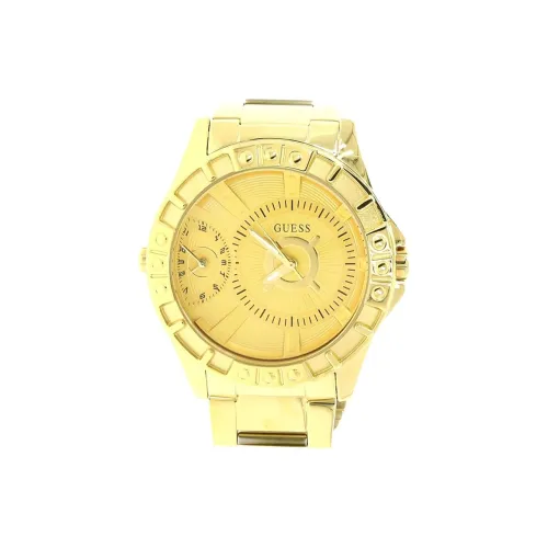 GUESS Мужские часы Кварцевый механизм Ремешок из нержавеющей стали 50 мм Золотой циферблат