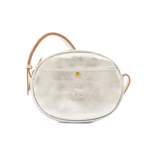 Il Bisonte Сумка через плечо из кожи маленькая женская металлический серебристый цвет