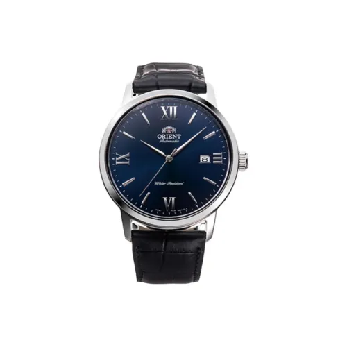 ORIENT Автоматический Ручной Механизм Кожаный Ремешок Часы 41,6 мм Мужские Часы Синий Циферблат