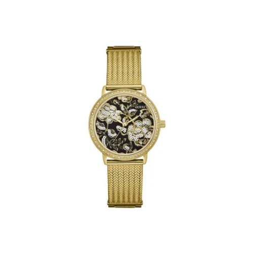 GUESS Женские часы Кварцевый механизм Ремешок из нержавеющей стали 36 мм Черный циферблат