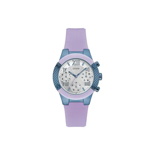 GUESS Наручные часы Кварцевый механизм Силиконовый ремешок 38 мм Серебристый циферблат Унисекс