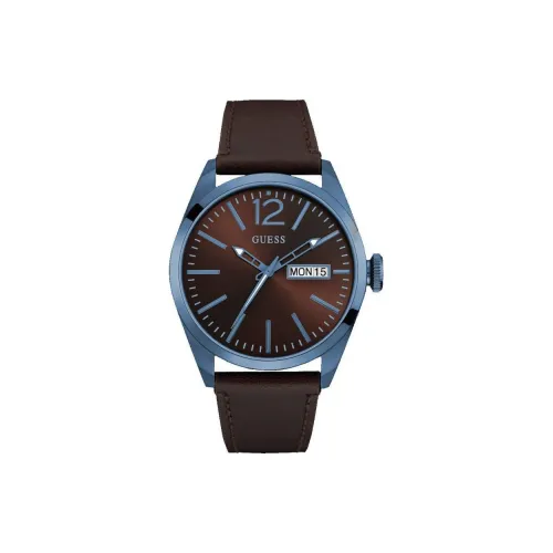 GUESS Vertigo Collection Мужские часы Кварцевый механизм Кожаный ремешок 45 мм Коричневый циферблат Часы