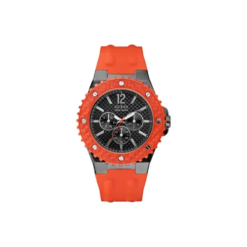 GUESS Наручные часы Кварцевый механизм Резиновый ремешок 45 мм Серый циферблат Мужские часы