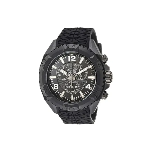 GUESS Мужские часы Кварцевый механизм Силиконовый ремешок 50 мм Черный циферблат
