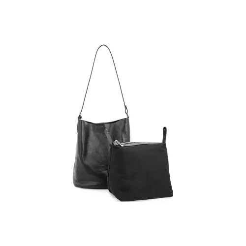 VENOF Корова Кожа Ведро-Формовая Сумка Сумка Сумка через плечо Женская Растительное Дубление Кофейный Растительное Дубление Черный