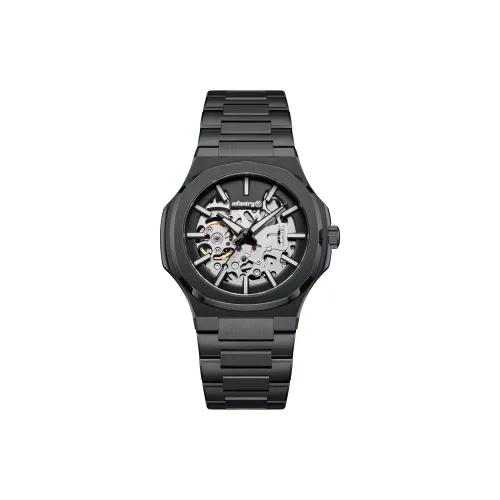 INFANTRY Black Warrior Mechanical Watch Механический механизм Стальной ремешок Часы Мужские Часы с открытым механизмом