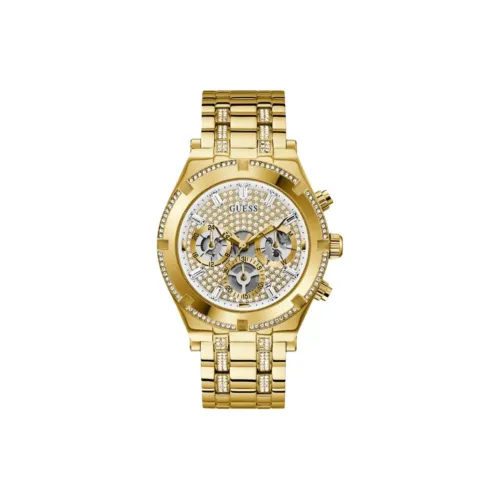 GUESS Мужские часы Кварцевый механизм Ремешок из нержавеющей стали 44 мм Часы с циферблатом в стиле "скелет"