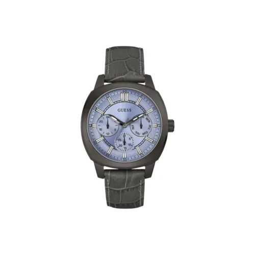 GUESS Наручные часы Кварцевый механизм Кожаный ремешок 43 мм Синий циферблат Мужские часы