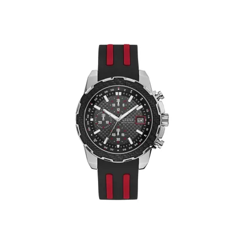 GUESS Мужские часы Кварцевый механизм Резиновый ремешок 46 мм Черный циферблат