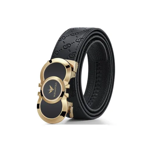 WilliamPOLO Ремни из коровьей кожи Мужской Золото Застежка Золото Логотип Ширина 3,5 см