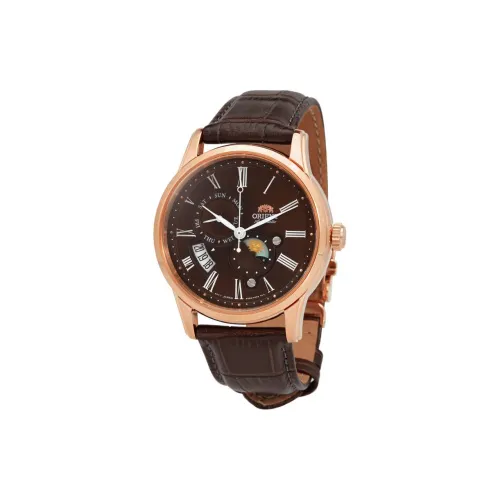 ORIENT Автоматический механический механизм кожаный ремешок часы 42,5 мм мужские циферблат цвета кофе