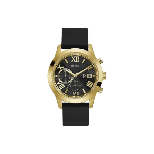 GUESS Наручные часы Кварцевый механизм Резиновый ремешок 45 мм Черный циферблат Мужские часы