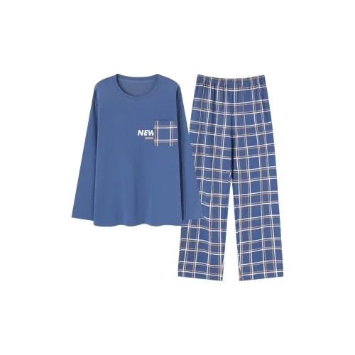 CAIHENGTONG Пижамный комплект Мужской Синий Буква
